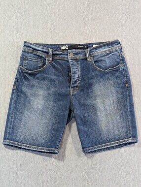 Lee Lo Slim L2 Denim Jean Shorts Women's 34 Blue Distressed